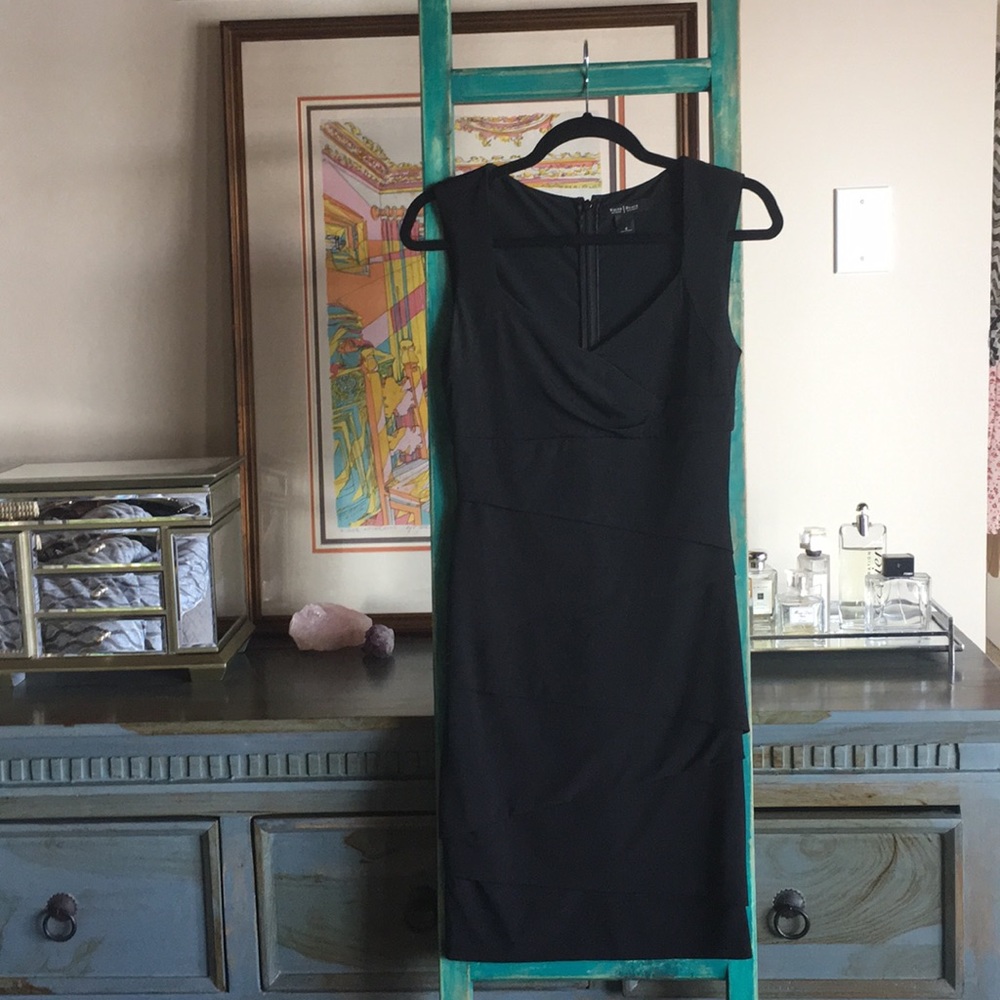 White House Black Market V-Neck Little Black Dress